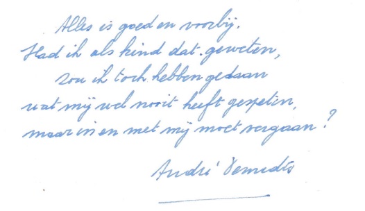 handschrift André Demedts